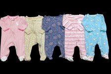 Baby Girl 6 Months 6-9 Months Carter's Zip Cotton Sleeper Pajama Clothes Lot
