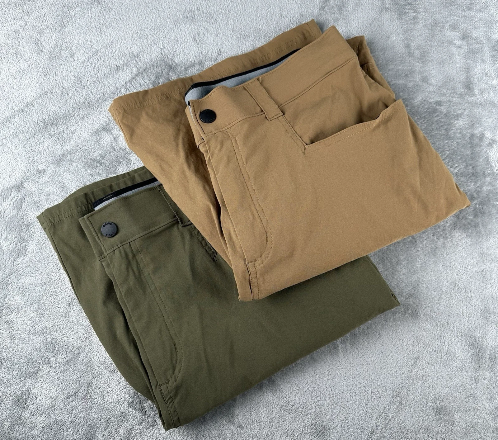 Orvis Mens Cargo Shorts Men's 32 Lot of 2 Green Tan Outdoor Fishing Pockets READ