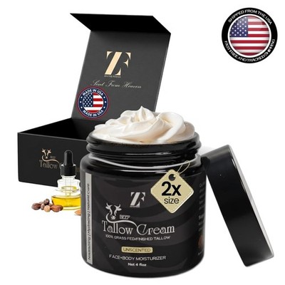 Whipped Beef Tallow Cream with Raw Honey   4 oz Unscented Deep Hydration