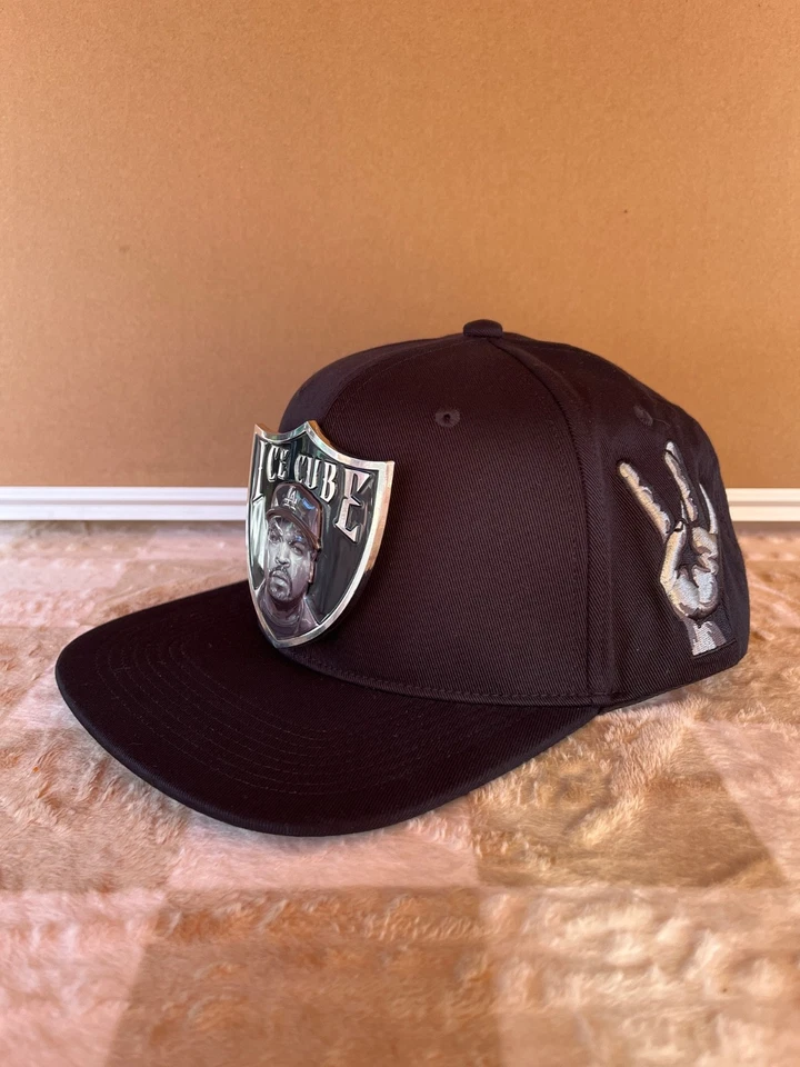 Los Angeles Raiders Ice Cube maßgeschneidert 3D Metall schwarz Snapback Mütze - Bild 3 von 4