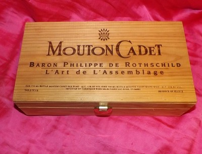   Vintage Mouton Cadet Baron Philippe de Rothschild Wooden Wine Box