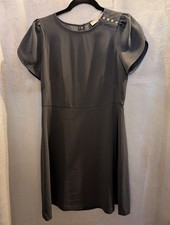 Loft A Line Knee Length Dress - Size 4 - Charcoal Gray - Split Sleeves