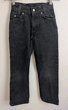 Vtg 80s Kids Levis 550 Jeans 8 Slim Relaxed Fit Orange Tab USA Made Black Denim