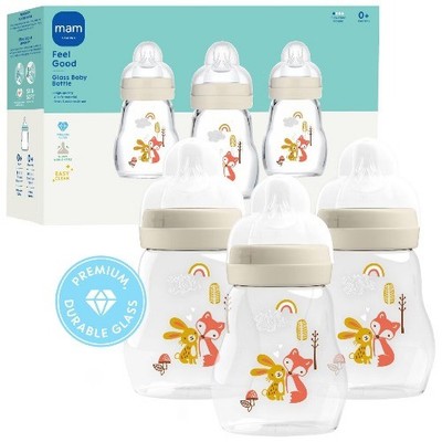 MAM Feel Good Glass Baby Bottle - Cream - 9 fl oz