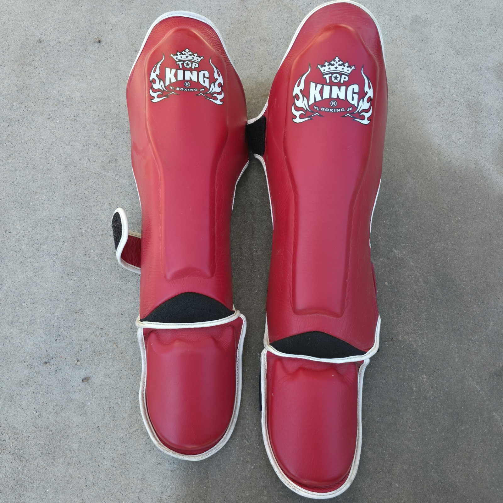 Top King Boxing Shin Guards Unisex Muay Thai Kickboxing Genuine Leather Medium
