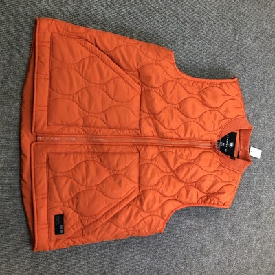 Aeropostale Vest Mens Medium Orange Quilted Recycled Fill Full Zip Stand Collar