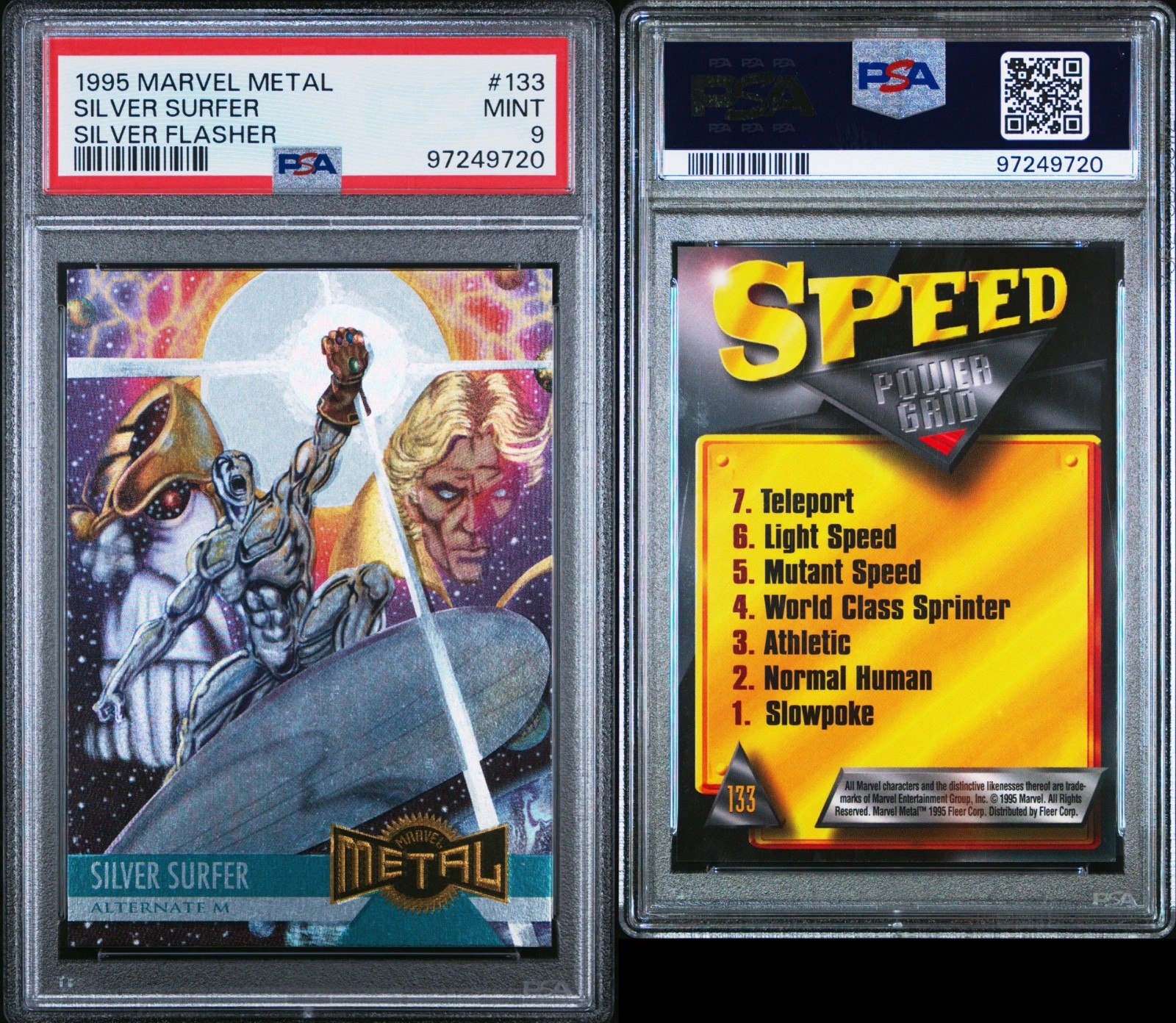 1995 MARVEL METAL SILVER SURFER SILVER FLASHER #133 PSA 9 MINT INAUGURAL EDITION view 3