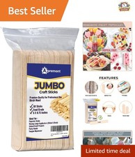 50 Jumbo Birch Wood Craft Sticks - 6" x 3/4" for Endless Creativity