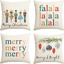 Merry Christmas Nutcracker Throw Pillow Covers 18 X 18 Inch Winter Holiday Party