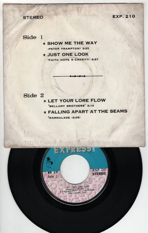 PETER FRAMPTON / BELLAMY BROTHERS /MARMALADE  THAI 7" THAILAND 45RPM - Image 3 of 3