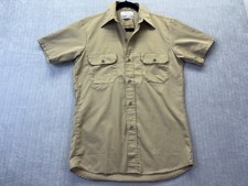 Vintage Sears Perma Prest Work Shirt Small Tan Short Sleeve Workwear Retro Vibe