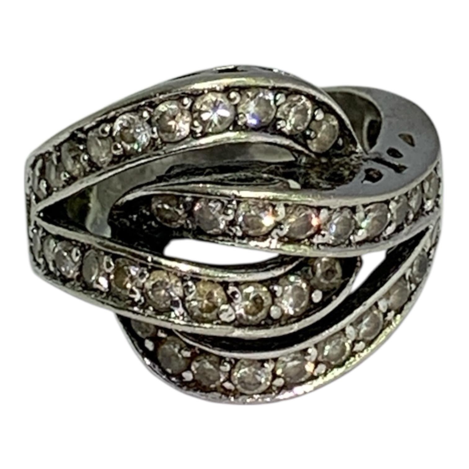 Solid silver with clear stones ring (marked 925).… - image 2