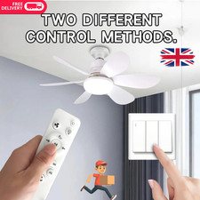 E27 LED Ceiling Fan Light with Remote 30W 40W Dimmable 6 Blades Silent Lamp UK