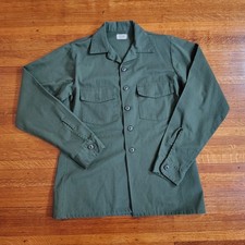 Vtg 70s 80s Military Shirt Medium 15.5x35 Army Uniform OG-507 Utility Dura Press