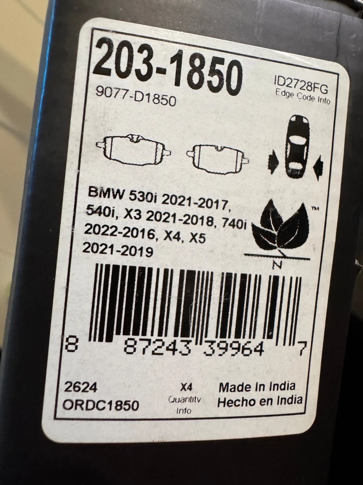 ** NUEVAS Pastillas de freno traseras directas de cerámica de importación #203-1850 | BMW X4 X5 540i 740i Foto 2 de 4