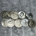 Lot of 10 Franklin Half Dollars - Silver US Coins.   Nine 1963D and one Philly