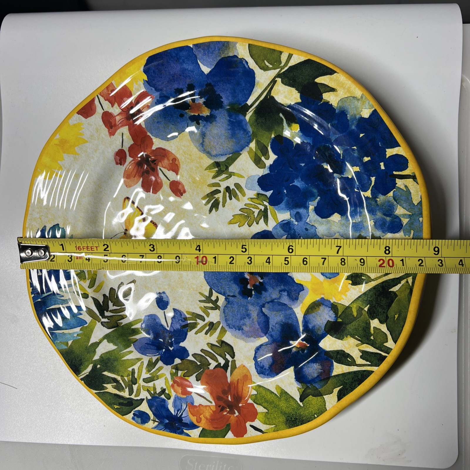 Pier 1 Imports Melamine Salad Dessert Plates BUTTERFLY FLORAL 9” Set of  4