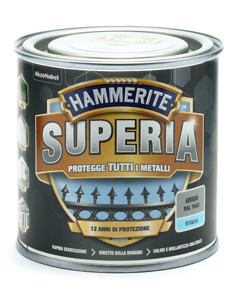 Hammerite Superia smalto metallo antiruggine interno e esterno, Brillante G Ld5t