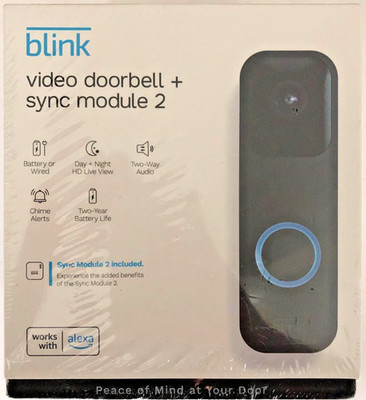 Blink Smart Wifi Video Doorbell Wired/Battery Operated with Sync Module 2 NEW