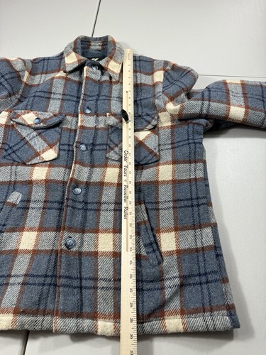 VTG Sears Jacket Mens L Tall Shacket Flannel Barn Fleece Sherpa Wool Plaid 80s - Picture 9 of 11