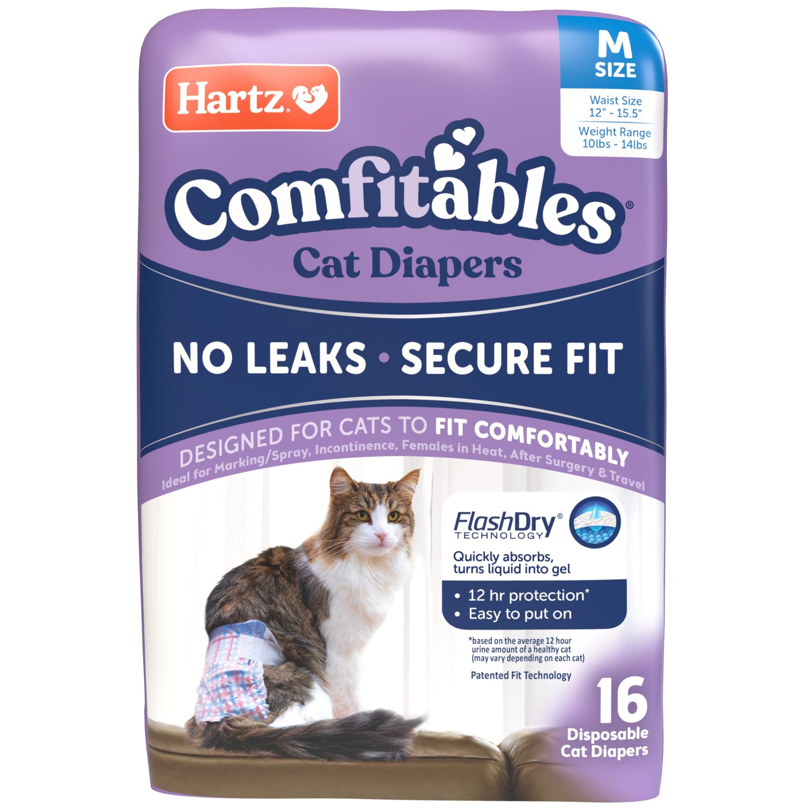 Hartz Comfitables Cat Diapers, Medium, 16 Count - Comfortabl