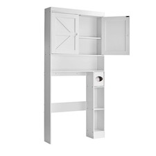 Uimoso BathroomThe-Toilet Storage Cabinet with Adjustable Shelf, White, 67.4" H