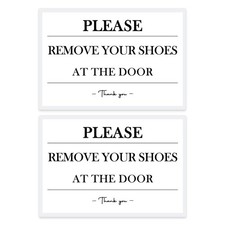 2 Pack Please Remove Your Shoes Sign No Shoes Decal Stickers for Home Front Door
