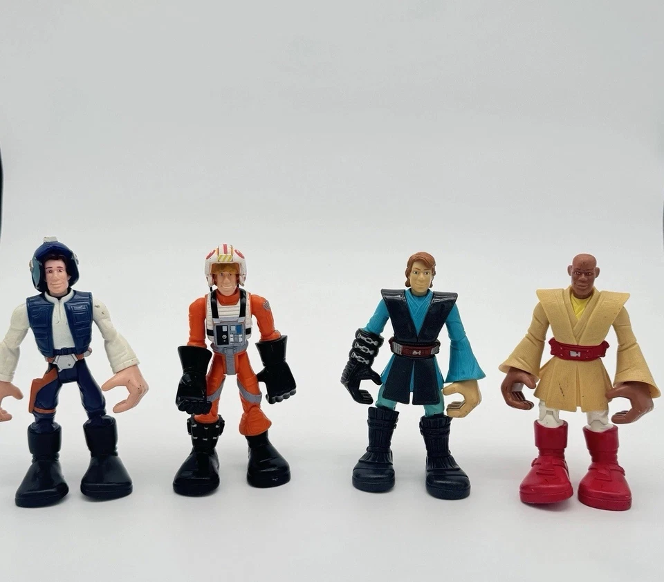 Playskool Star Wars Jedi Force Lote de 4 Figuras Gruesas Han Luke Anakin Mace 2005 Foto 2 de 4