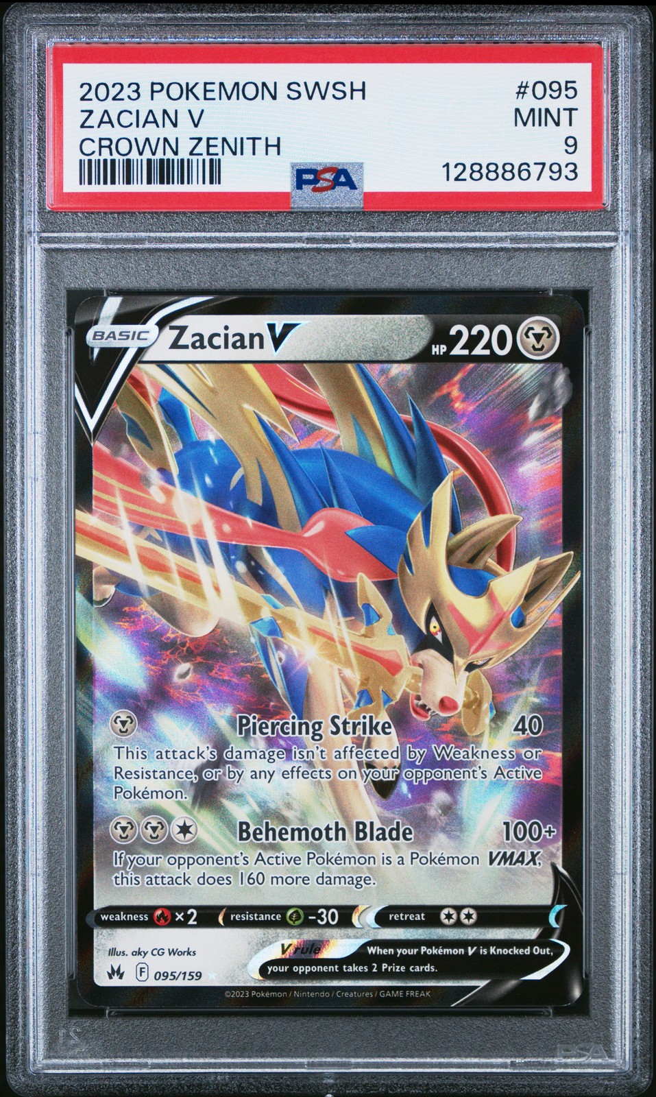 POKEMON #095 ZACIAN V PSA 9 2023 SWORD & SHIELD CROWN ZENITH