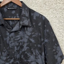 Travis Mathew Tie Dye Button Up Shirt Mens Large Black Warmer Tides Casual