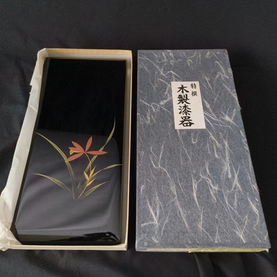Vintage Japanese Lacquerware Suzuribako Writing Box Orchid Art Desk Organizer