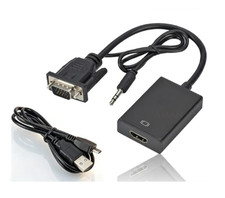 VGA to HDMI Converter Adapter 1080P With Audio Cable For PC Laptop TV HDTV