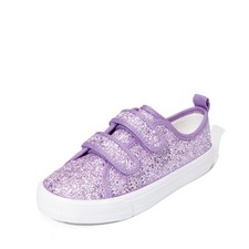 Girls Casual Glitter Shoes Hook and Loop Sneakers for School and Play