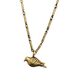 Authentic Janet Mavec 18k Gold Plated Matte Finish Peace Dove 28" Charm Necklace