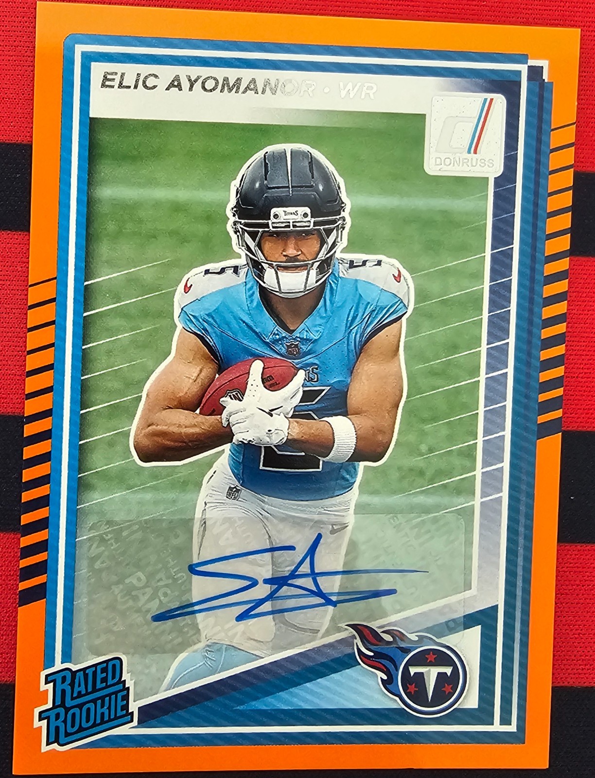 2025 Panini Donruss - Rated Rookie Elic Ayomanor #339 Orange Autographs (AU, RC)