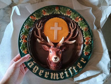 Jägermeister Wand Teller 3D Porzellan Hirsch 60er 70er Jahre