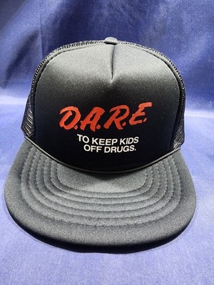 Vintage D.A.R.E. Federal Hat Black Snapback Mesh Trucker Cap
