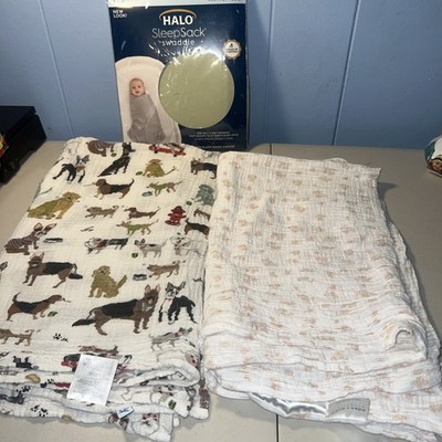 Aden + Anais Little Unicorn Muslin Swaddle Blankets & Halo Sleep Sack Lot