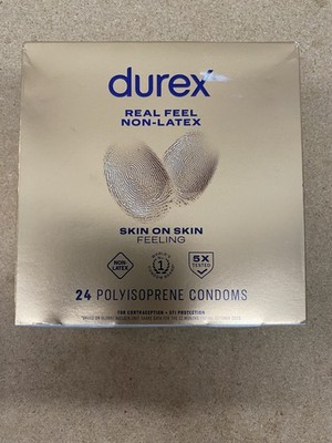 Durex Non-Latex Lubricated Condoms, 24 Count - Real Feel Skin on Skin Sensation