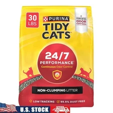 Non-Clumping Cat Litter 24/7 Multi-Cat Odor Control Low Dust Formula 30lb New