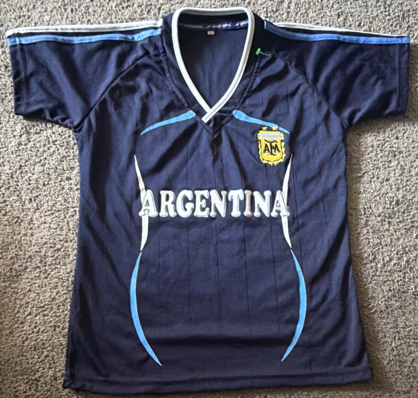 Vintage Argentina Puff Print soccer futbol Blue Jersey women’s size L 🔥FIFA🔥