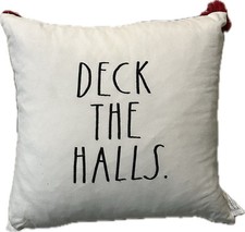 ALMOHADA DE PLUMAS RAE DUNN “DECK THE HALLS” VACACIONES 20”x20” blanco negro cuadros