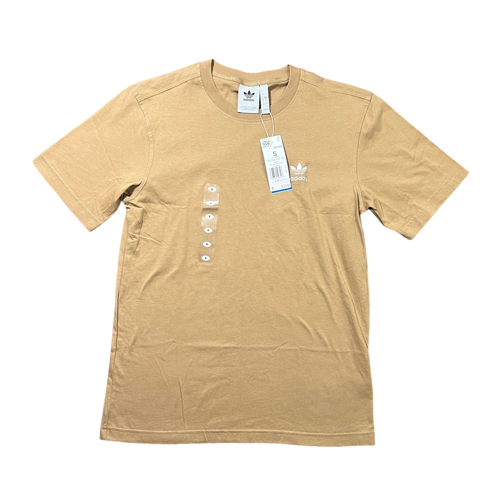 NWT Adidas Originals Trefoil Essentials Tee Men's Small Tan Cardboard JX2824