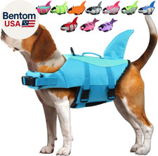 Shark Dog Life Jackets for Water Safety - Adjustable Ripstop Pet Life Vest with