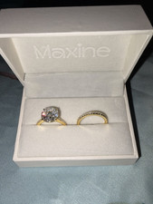 Maxine 2-Piece Engagement/Wedding Ring Set Yellow Gold 925 Diamond Round 5.5