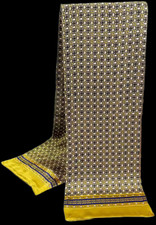 100 Silk mulberry men women Scarf neckerchief Wrap plaid yellow blue MY116-40