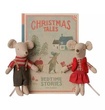 Maileg Christmas twin mice, Little sister and brother in book NEW