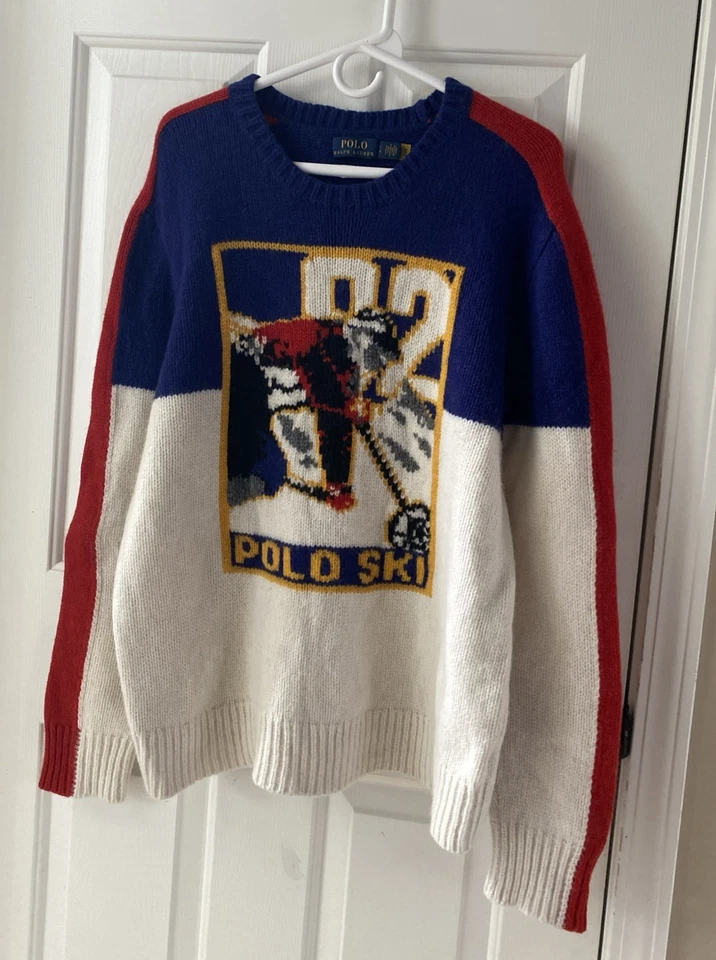 Polo Ralph Lauren 92 Esquí Color Bloque Lana Suéter Para Hombre Talla L Foto 2 de 4