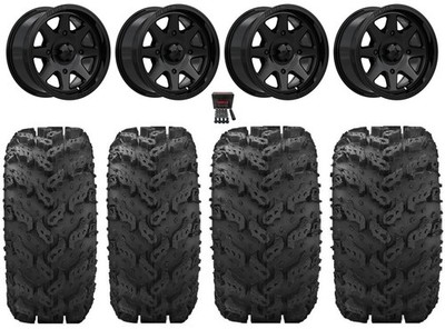 MSA Spark 14'' Wheels Gloss Bk 28'' Reptile Tires Can-Am Renegade Outlander