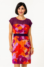 NWT NY & Company Floral Pink Dress Sz Large Bright Colorful Silky Lightweight